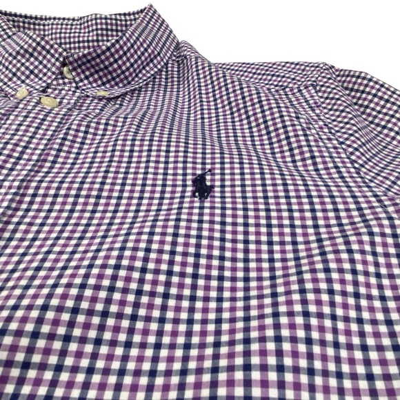 Ralph Lauren Purple and Blue Plaid Boy’s Shirt, XL - Picture 5 of 9